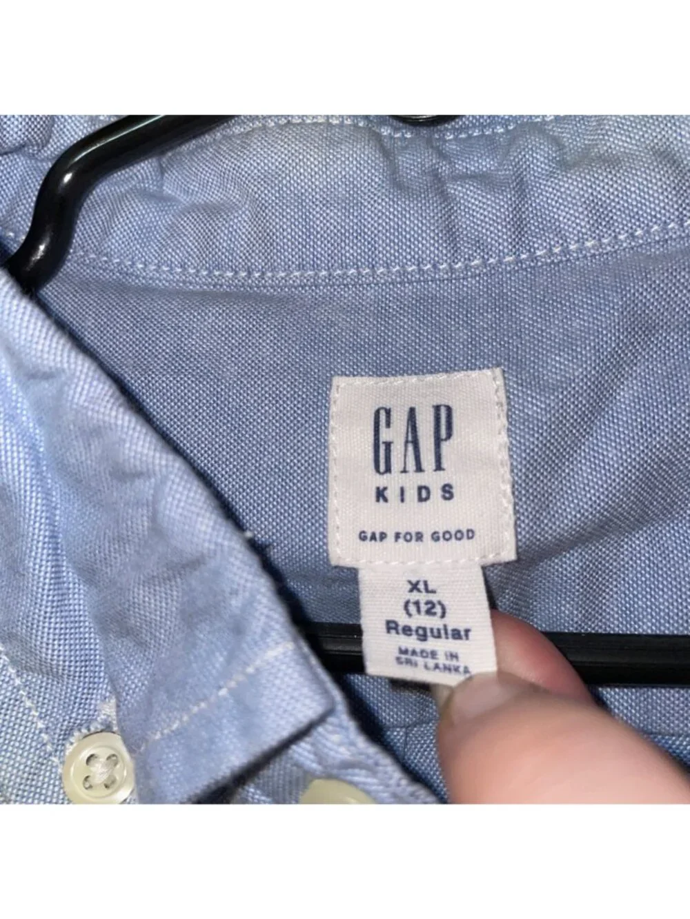Gap Kids Light Blue Button-Up Shirt XL (12) 100% Cotton Long Sleeve Classic Fit